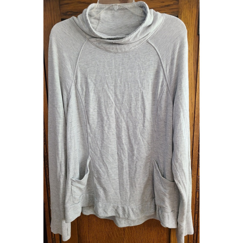 Yogalicious Womens Heather Grey Funnel Neck Pullover Pockets LSW98510 XL
